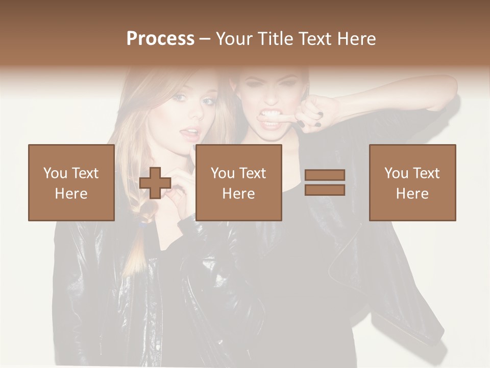 Two Beautiful Young Women Standing Next To Each Other PowerPoint Template