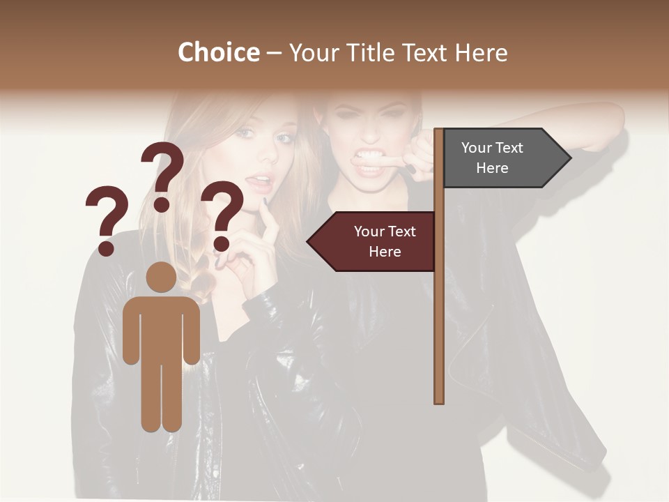 Two Beautiful Young Women Standing Next To Each Other PowerPoint Template