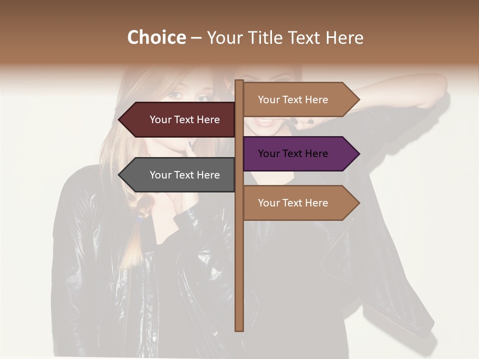 Two Beautiful Young Women Standing Next To Each Other PowerPoint Template
