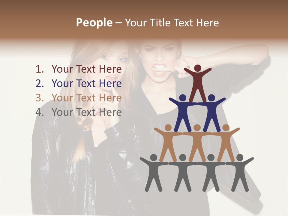 Two Beautiful Young Women Standing Next To Each Other PowerPoint Template