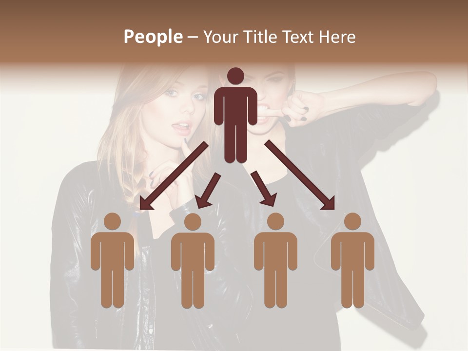 Two Beautiful Young Women Standing Next To Each Other PowerPoint Template