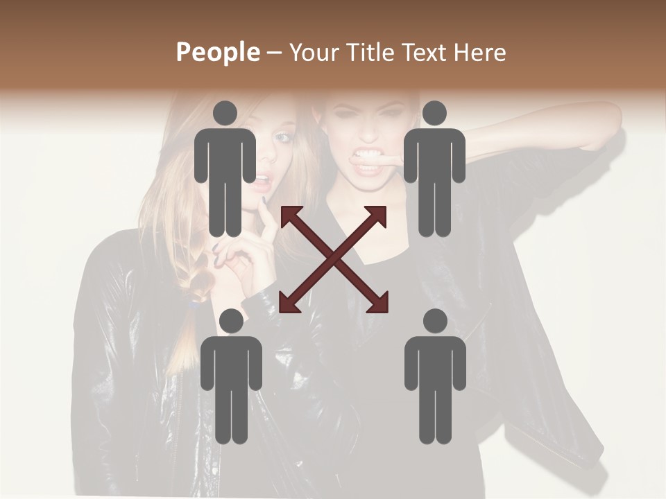 Two Beautiful Young Women Standing Next To Each Other PowerPoint Template