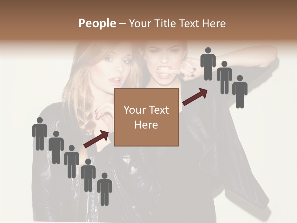 Two Beautiful Young Women Standing Next To Each Other PowerPoint Template
