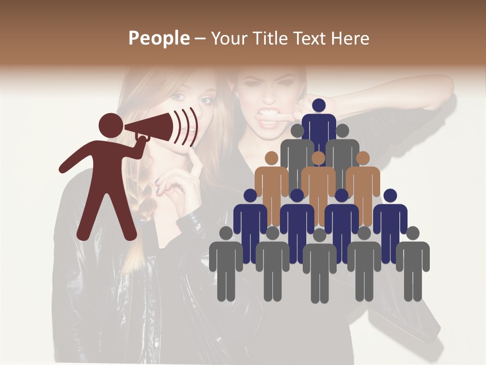 Two Beautiful Young Women Standing Next To Each Other PowerPoint Template