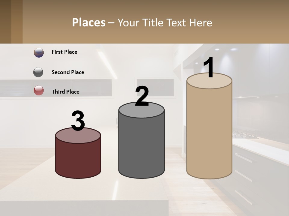 A Kitchen With A Counter Top And A Stove Top Oven PowerPoint Template