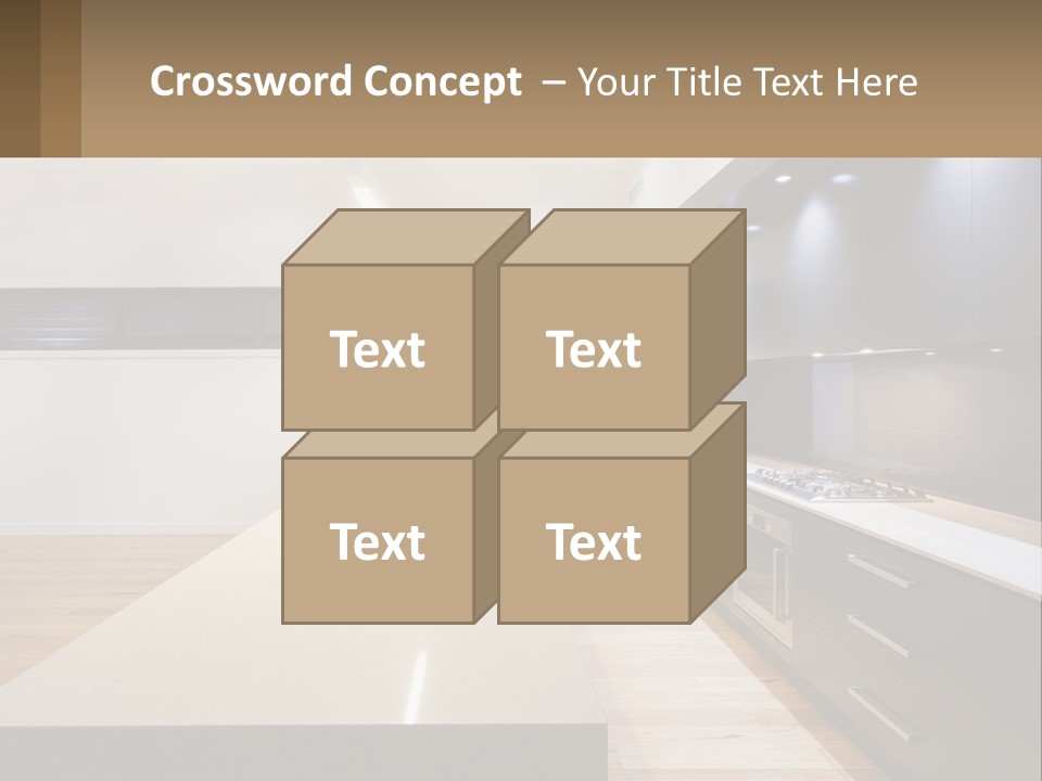 A Kitchen With A Counter Top And A Stove Top Oven PowerPoint Template