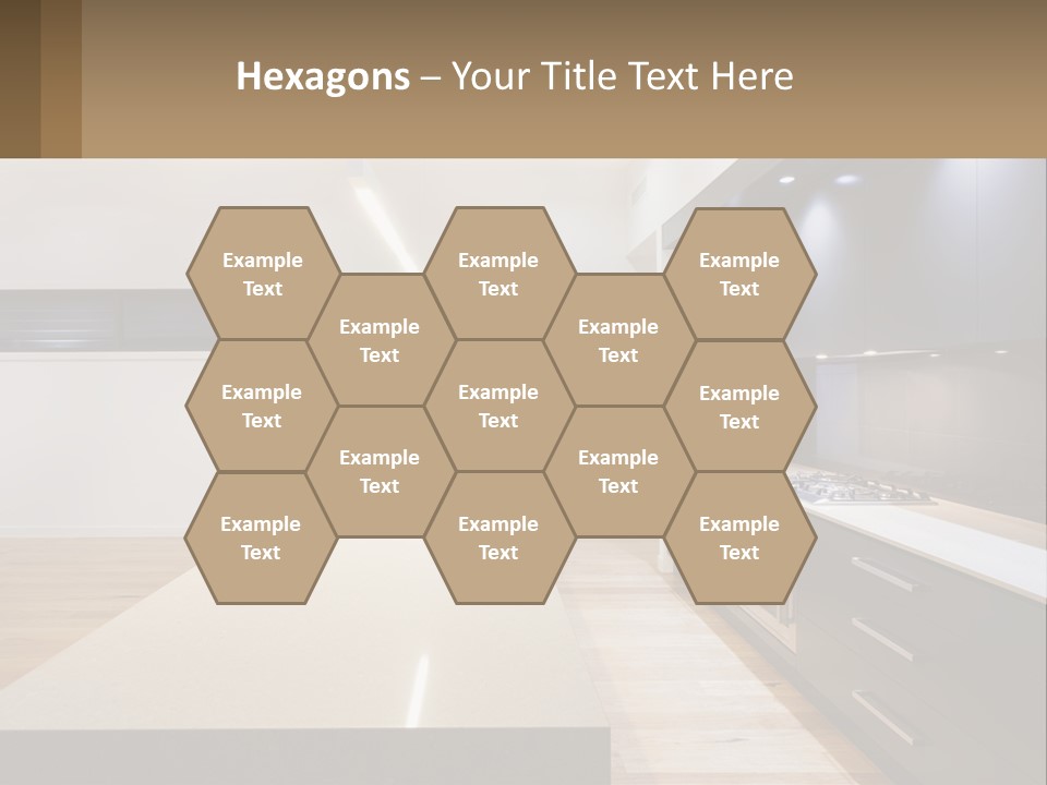 A Kitchen With A Counter Top And A Stove Top Oven PowerPoint Template