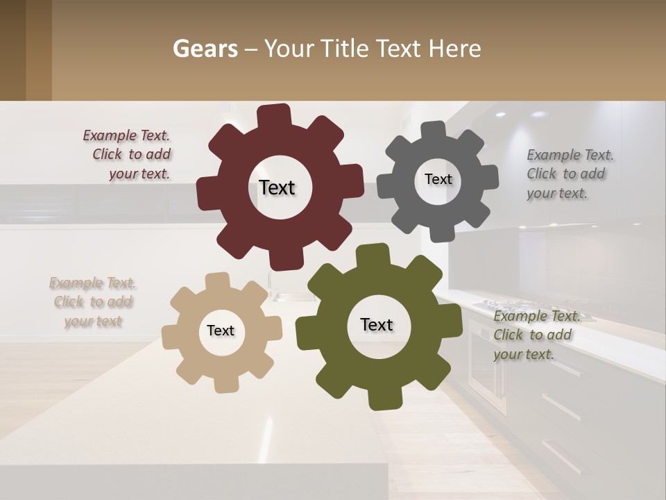 A Kitchen With A Counter Top And A Stove Top Oven PowerPoint Template