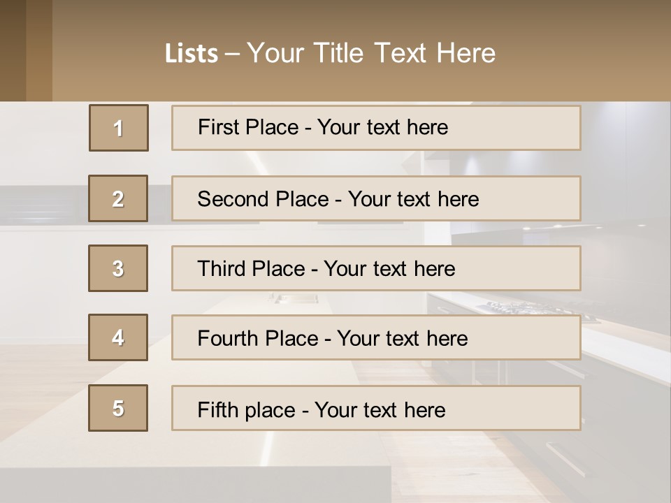 A Kitchen With A Counter Top And A Stove Top Oven PowerPoint Template