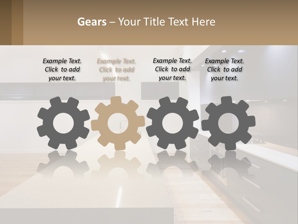 A Kitchen With A Counter Top And A Stove Top Oven PowerPoint Template