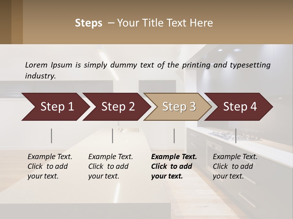 A Kitchen With A Counter Top And A Stove Top Oven PowerPoint Template