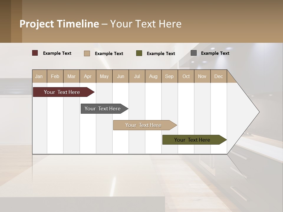 A Kitchen With A Counter Top And A Stove Top Oven PowerPoint Template