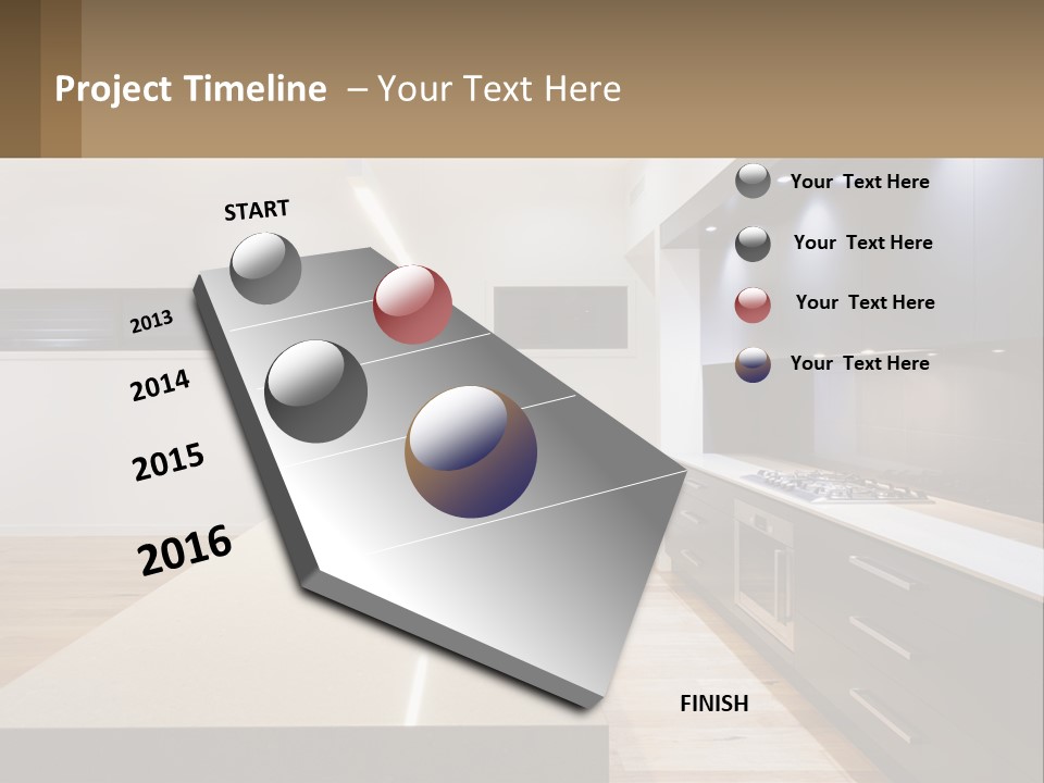 A Kitchen With A Counter Top And A Stove Top Oven PowerPoint Template