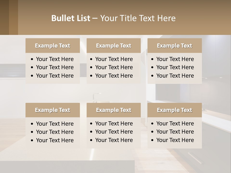 A Kitchen With A Counter Top And A Stove Top Oven PowerPoint Template