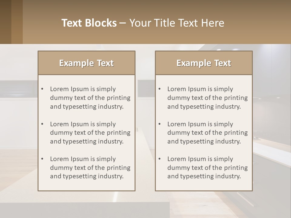 A Kitchen With A Counter Top And A Stove Top Oven PowerPoint Template