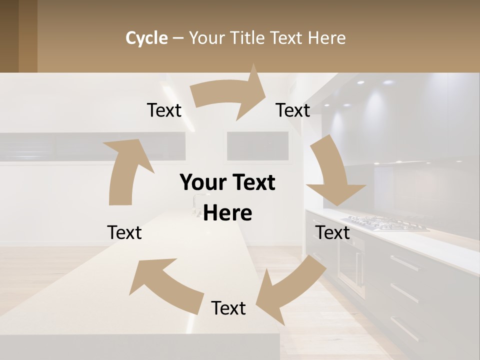 A Kitchen With A Counter Top And A Stove Top Oven PowerPoint Template