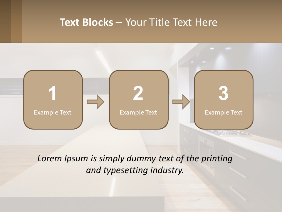 A Kitchen With A Counter Top And A Stove Top Oven PowerPoint Template