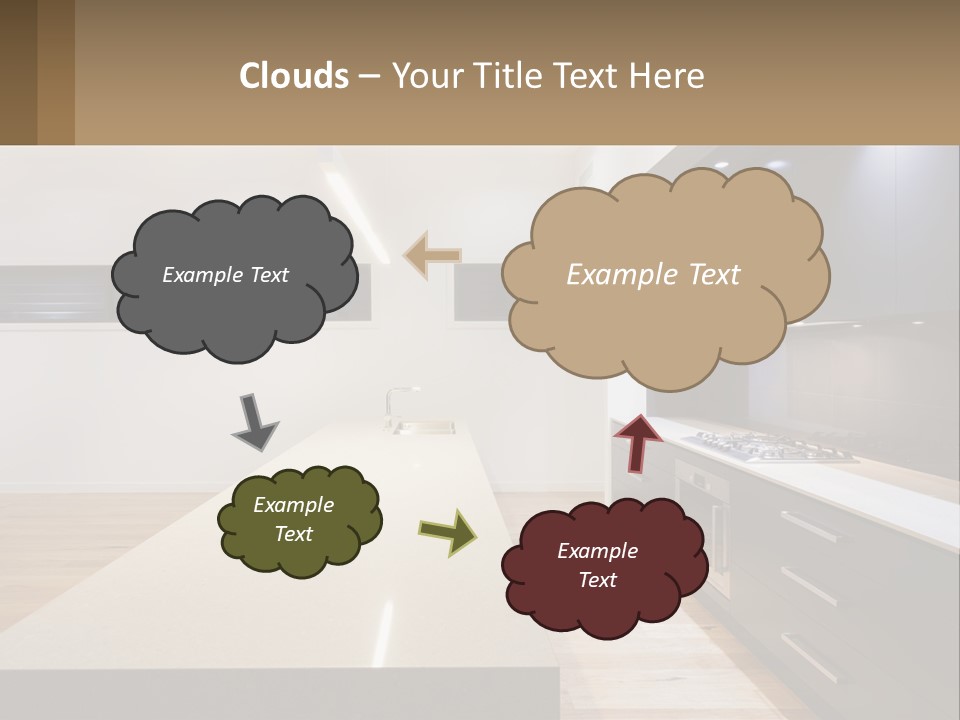 A Kitchen With A Counter Top And A Stove Top Oven PowerPoint Template