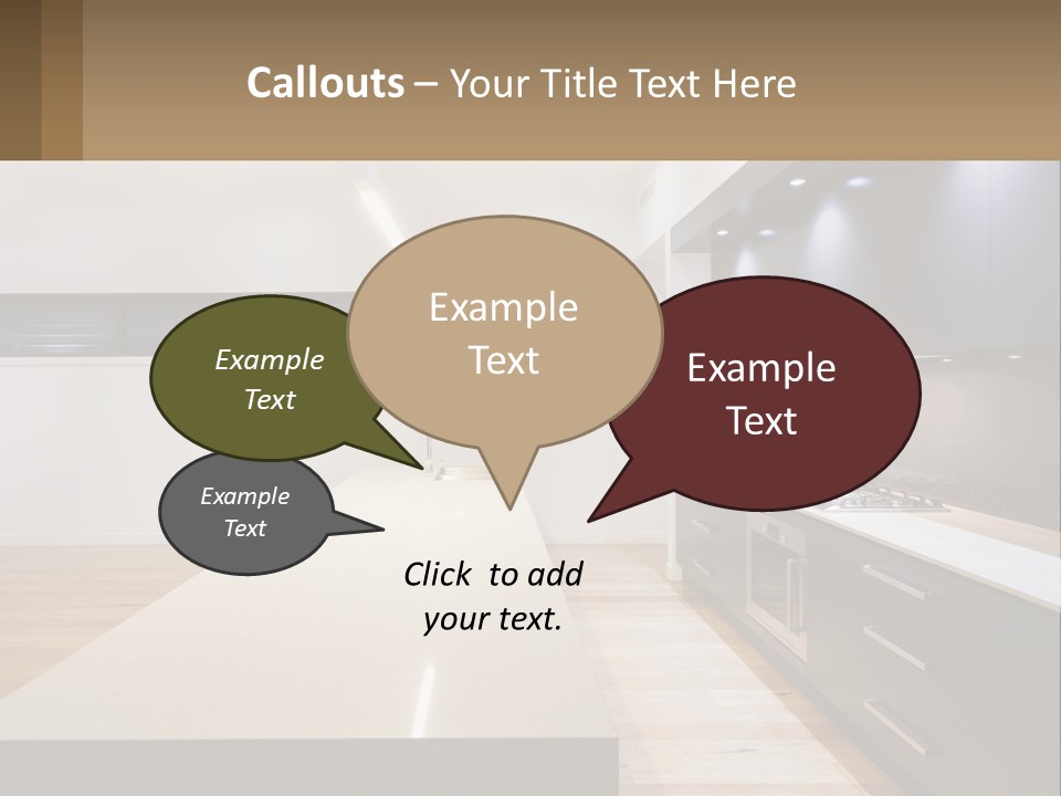 A Kitchen With A Counter Top And A Stove Top Oven PowerPoint Template