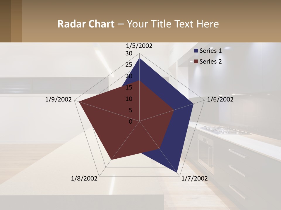 A Kitchen With A Counter Top And A Stove Top Oven PowerPoint Template