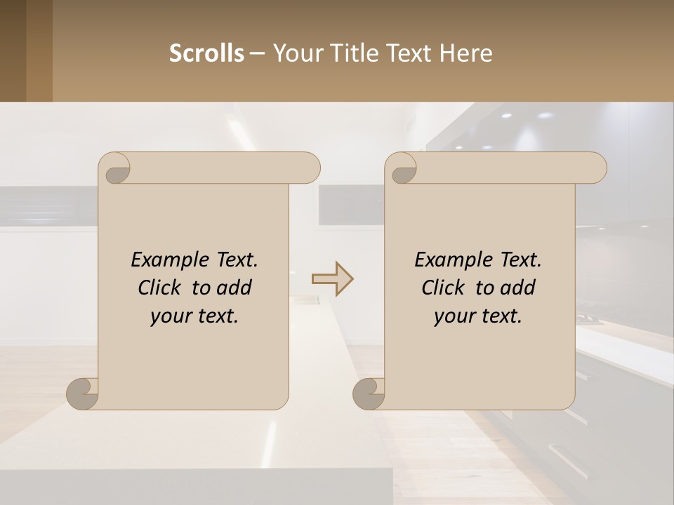 A Kitchen With A Counter Top And A Stove Top Oven PowerPoint Template