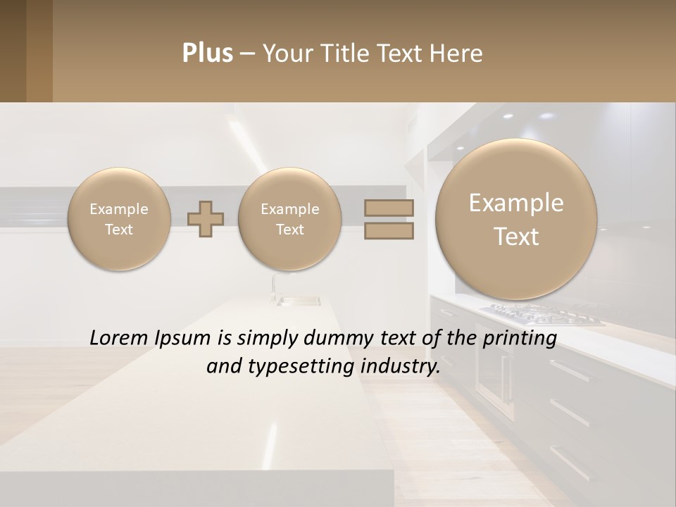 A Kitchen With A Counter Top And A Stove Top Oven PowerPoint Template