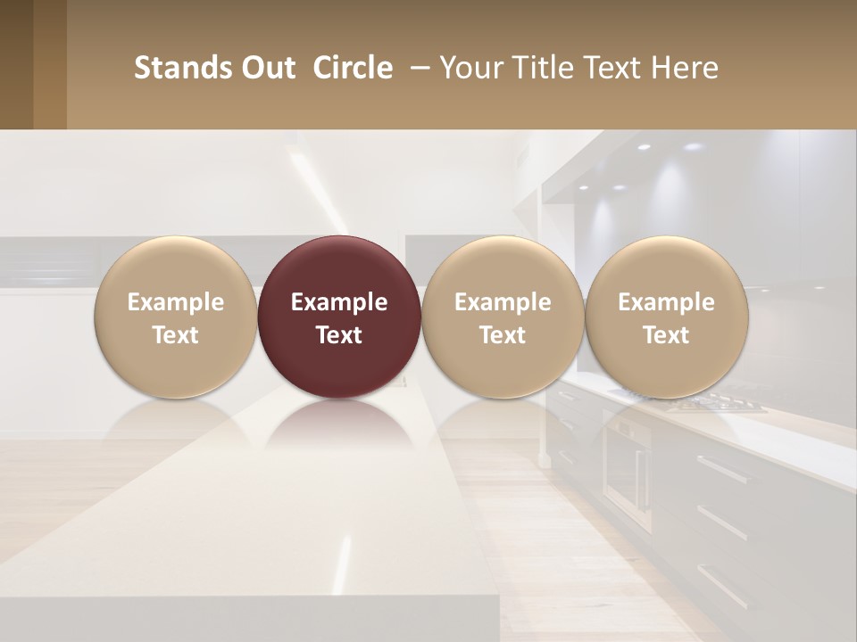 A Kitchen With A Counter Top And A Stove Top Oven PowerPoint Template