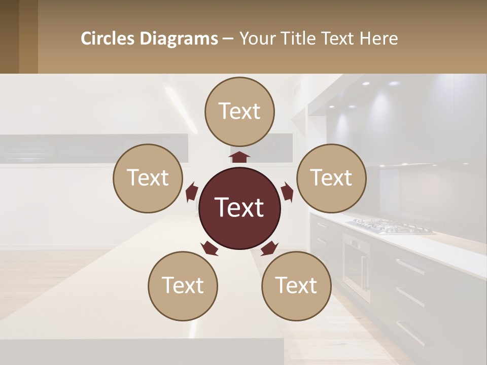 A Kitchen With A Counter Top And A Stove Top Oven PowerPoint Template