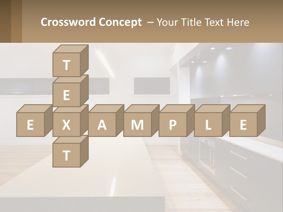 A Kitchen With A Counter Top And A Stove Top Oven PowerPoint Template