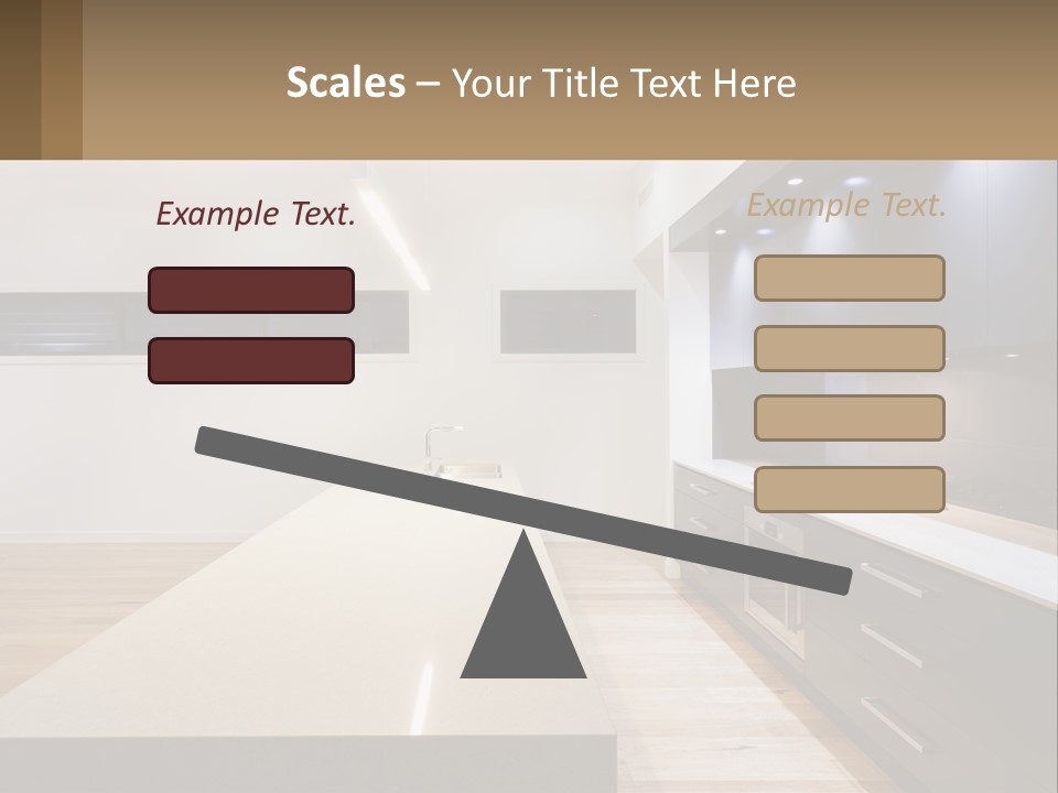 A Kitchen With A Counter Top And A Stove Top Oven PowerPoint Template