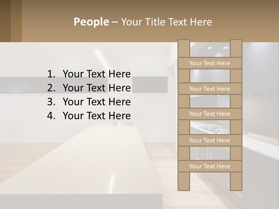 A Kitchen With A Counter Top And A Stove Top Oven PowerPoint Template