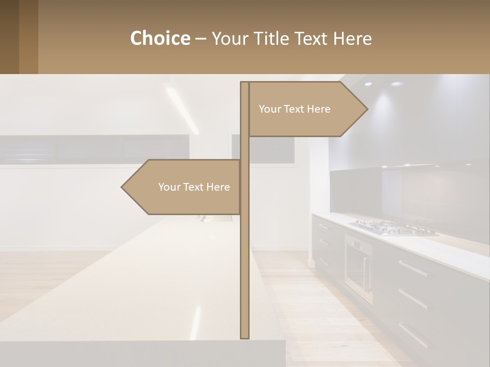 A Kitchen With A Counter Top And A Stove Top Oven PowerPoint Template