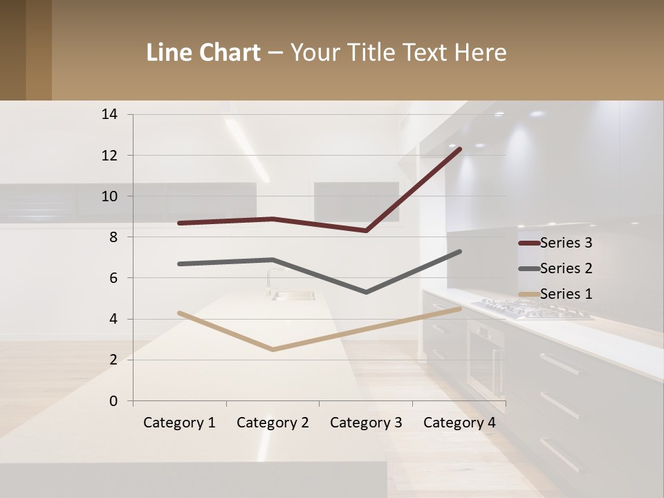 A Kitchen With A Counter Top And A Stove Top Oven PowerPoint Template