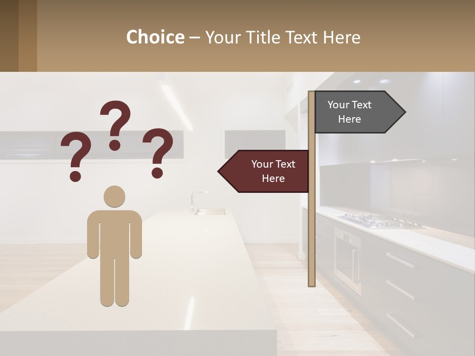 A Kitchen With A Counter Top And A Stove Top Oven PowerPoint Template