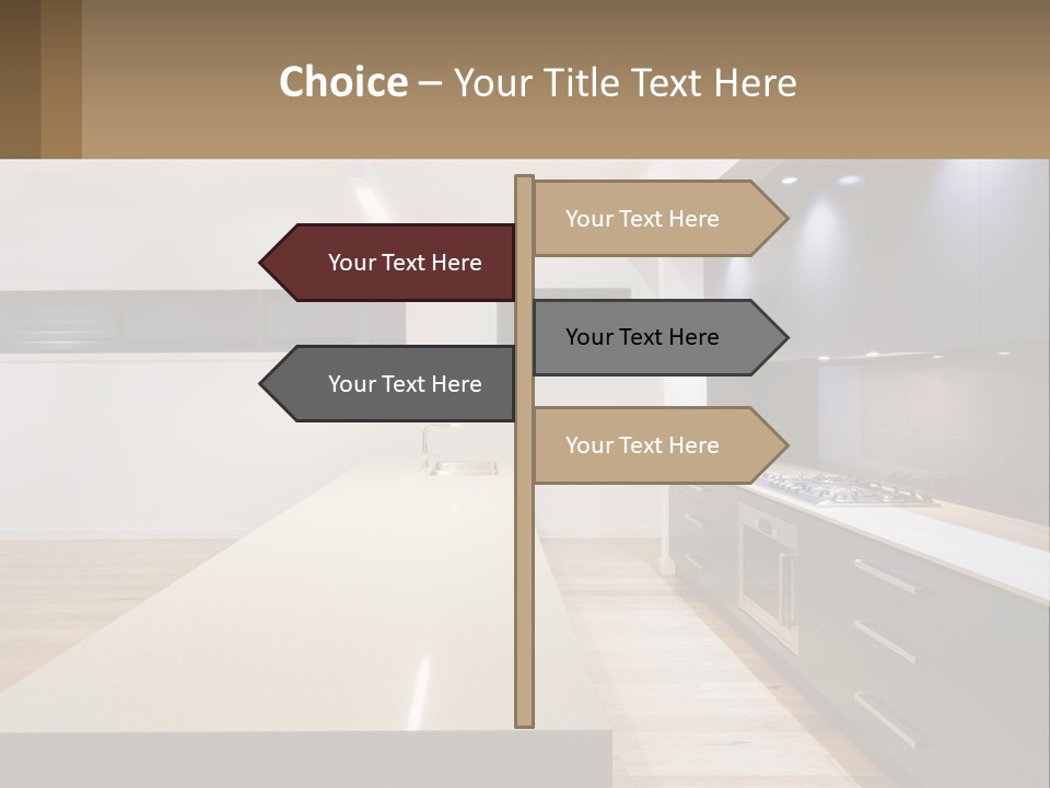 A Kitchen With A Counter Top And A Stove Top Oven PowerPoint Template