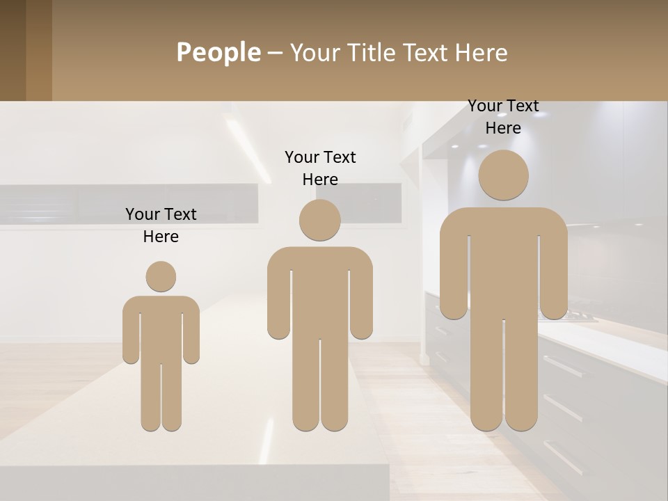 A Kitchen With A Counter Top And A Stove Top Oven PowerPoint Template