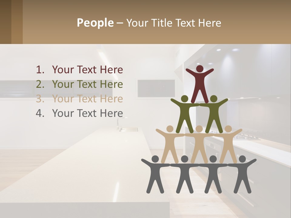 A Kitchen With A Counter Top And A Stove Top Oven PowerPoint Template