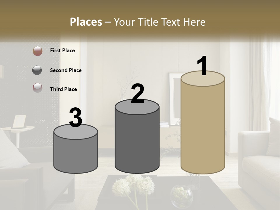 A Living Room Filled With Furniture And A Mirror PowerPoint Template