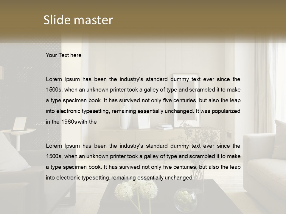 A Living Room Filled With Furniture And A Mirror PowerPoint Template