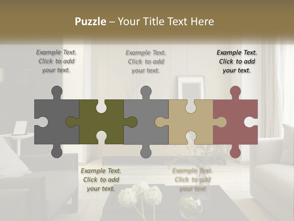 A Living Room Filled With Furniture And A Mirror PowerPoint Template