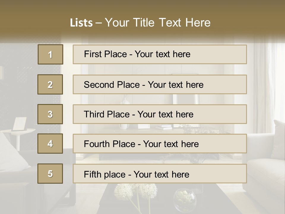 A Living Room Filled With Furniture And A Mirror PowerPoint Template