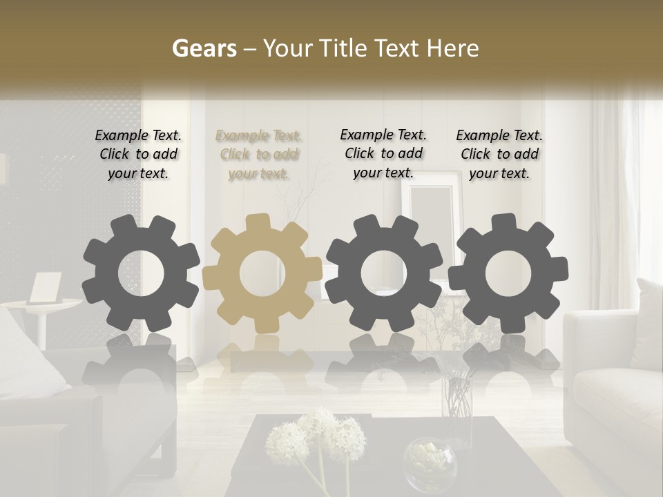 A Living Room Filled With Furniture And A Mirror PowerPoint Template