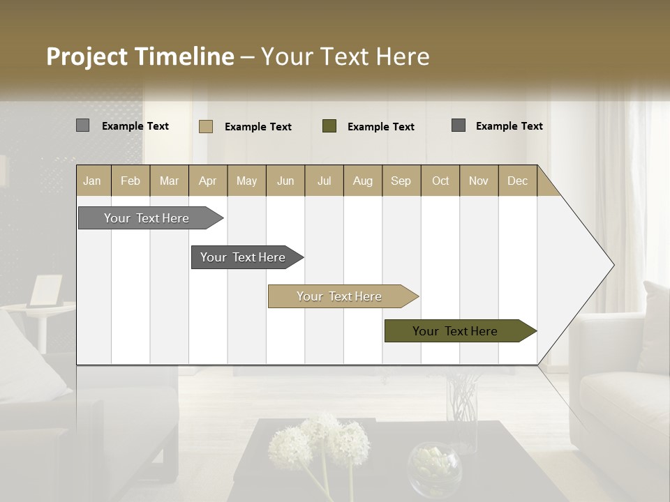 A Living Room Filled With Furniture And A Mirror PowerPoint Template