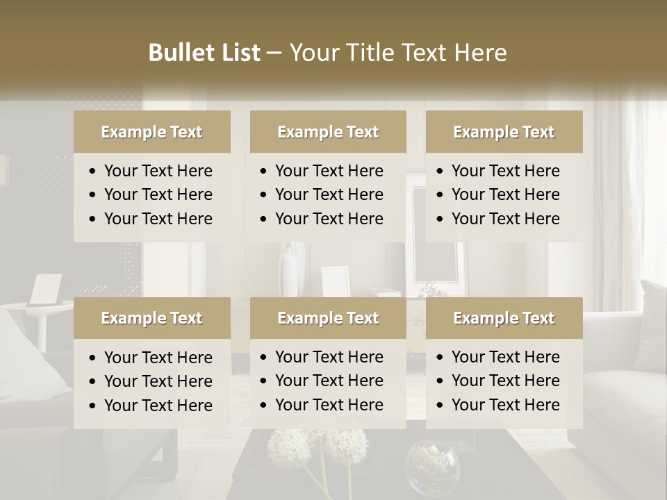 A Living Room Filled With Furniture And A Mirror PowerPoint Template