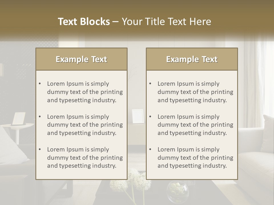 A Living Room Filled With Furniture And A Mirror PowerPoint Template