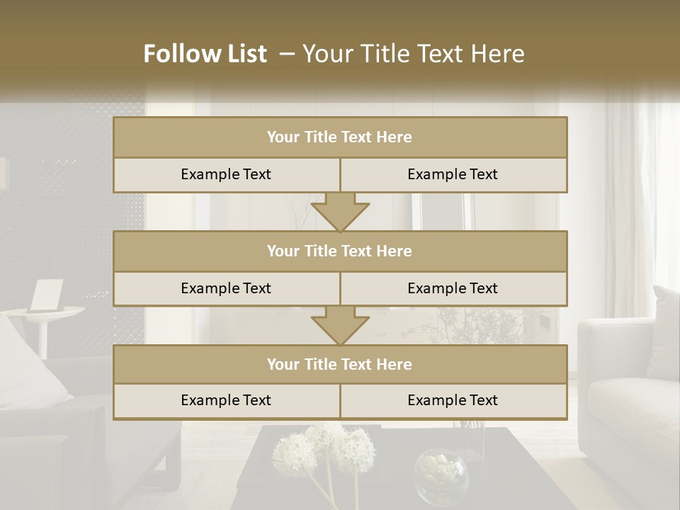 A Living Room Filled With Furniture And A Mirror PowerPoint Template
