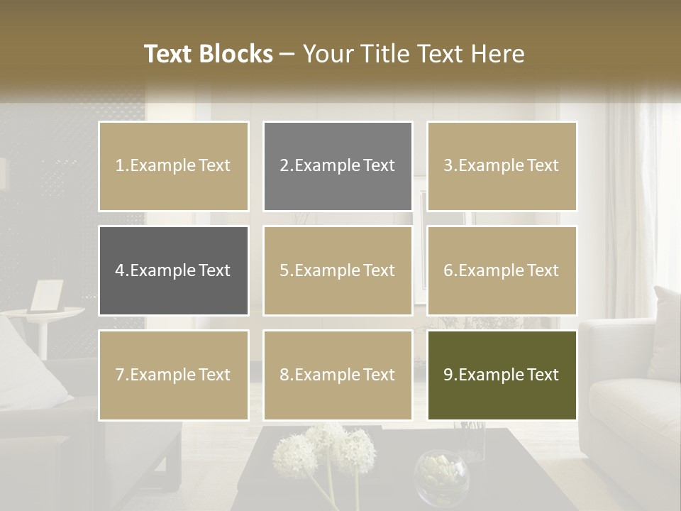 A Living Room Filled With Furniture And A Mirror PowerPoint Template