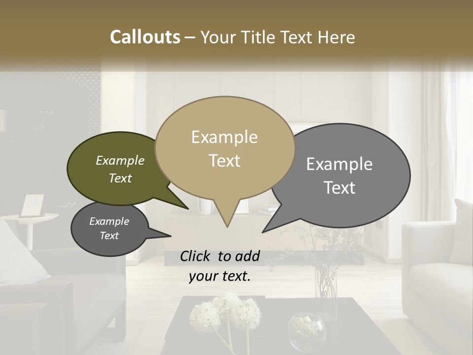 A Living Room Filled With Furniture And A Mirror PowerPoint Template