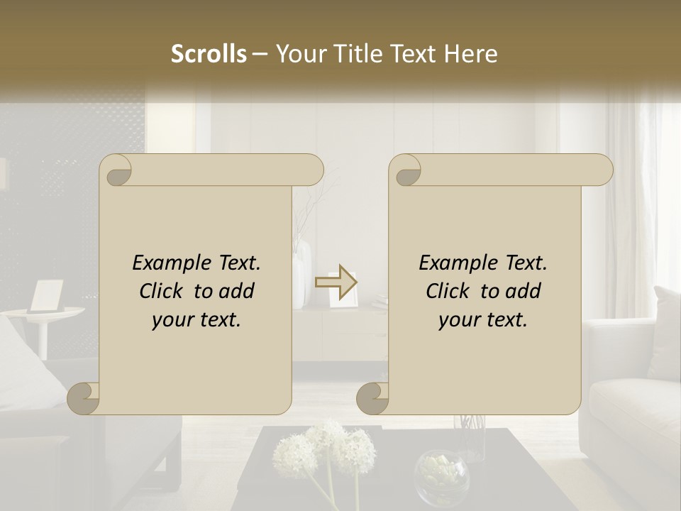 A Living Room Filled With Furniture And A Mirror PowerPoint Template