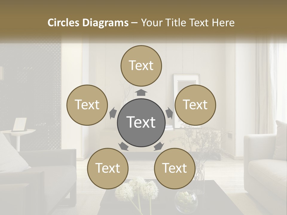 A Living Room Filled With Furniture And A Mirror PowerPoint Template